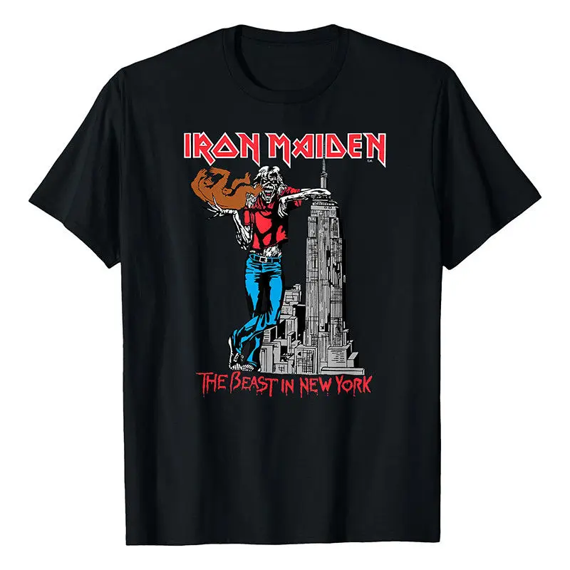 

2025 New Iron Maiden Rock Punk Loose American Retro Printed Men's and Women's Pure Cotton Short-sleeved T-shirts