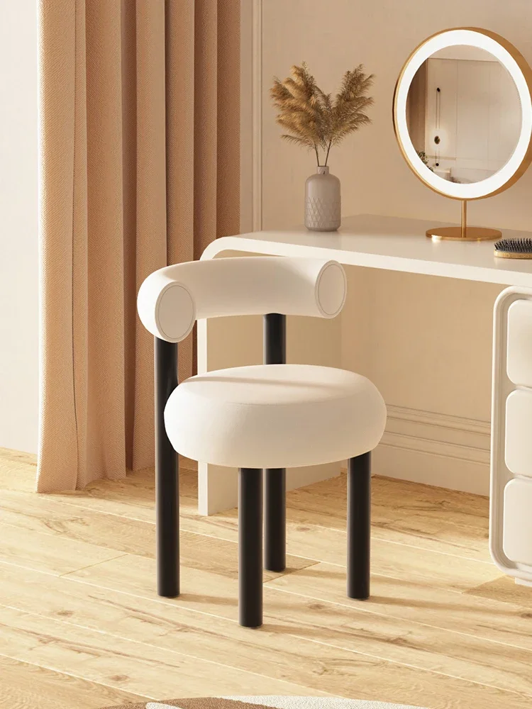 

Backrest makeup chair, dressing table chair, light luxury and simple round stool, cream style