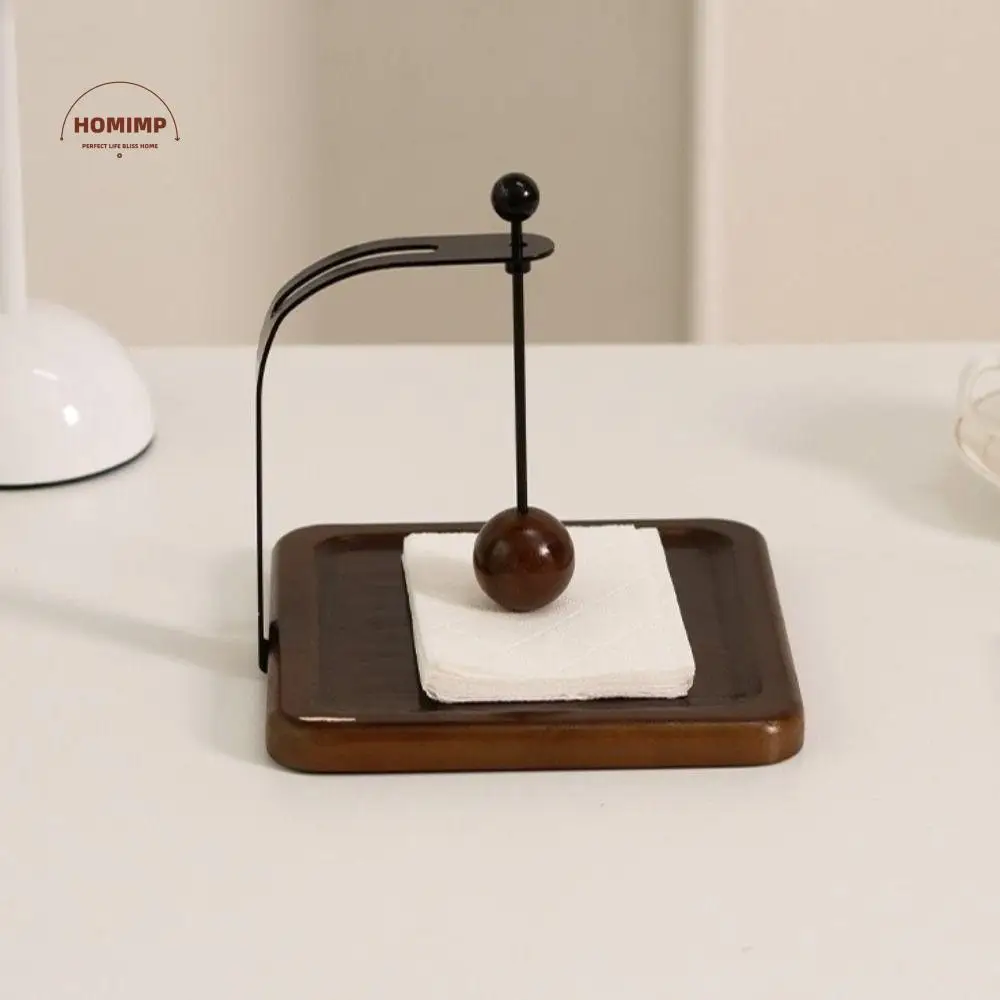 

Paper Towel Box Solid Wood Cafe Napkin Holder Flat Square Base Tissue Stand Creative Modern Style Napkin Display Rack for Hotel