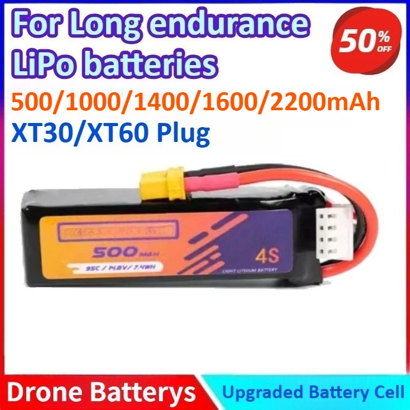 

3.7V 500/1000/1400/1600/2200mAh Long Endurance LiPo General-purpose Battery Available in 4S Configurations with XT30/XT60 Plug