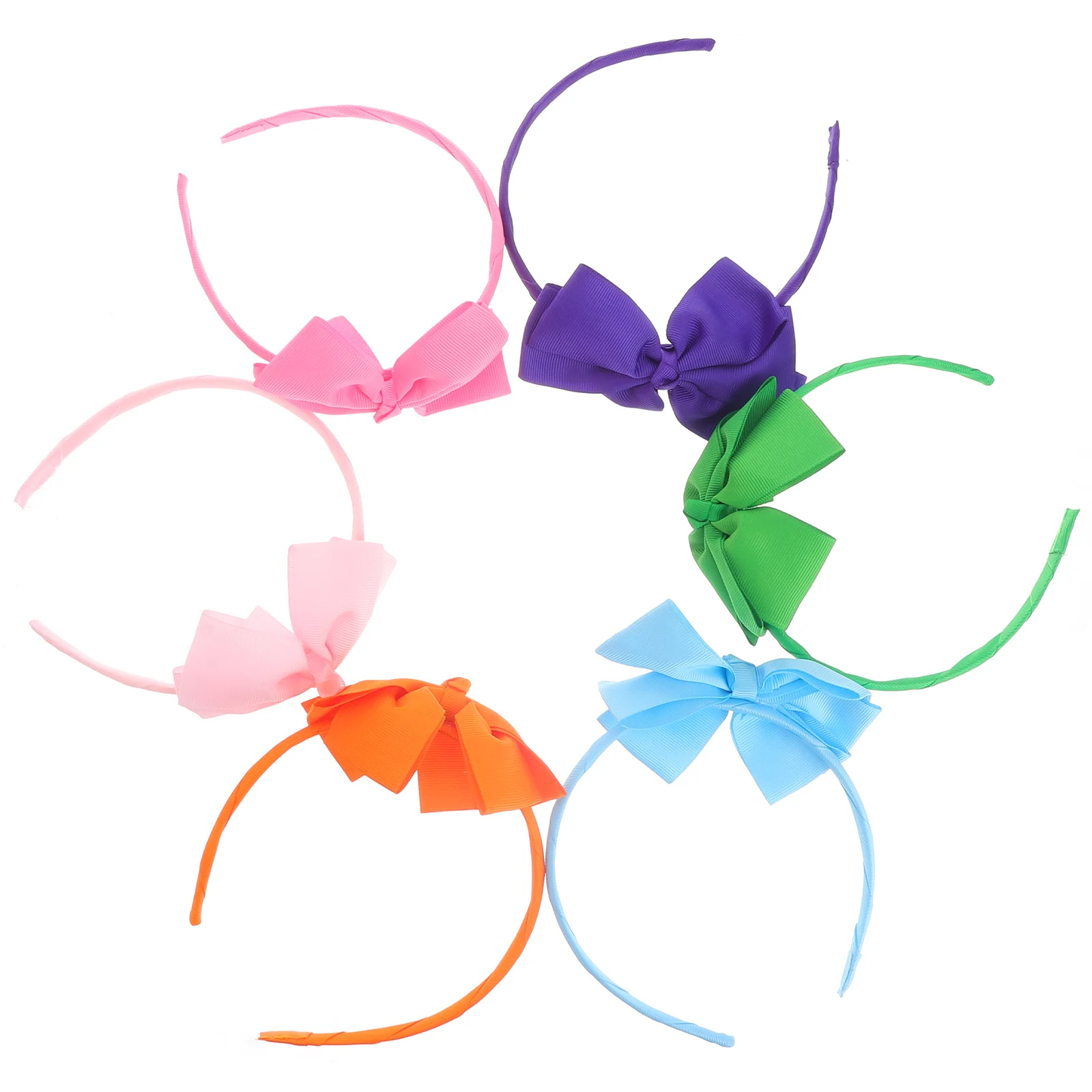 

6pcs Bow Headb Girls Toddler Hair Accessories Fabric Child Round Edge Classic Style Birthday Photo