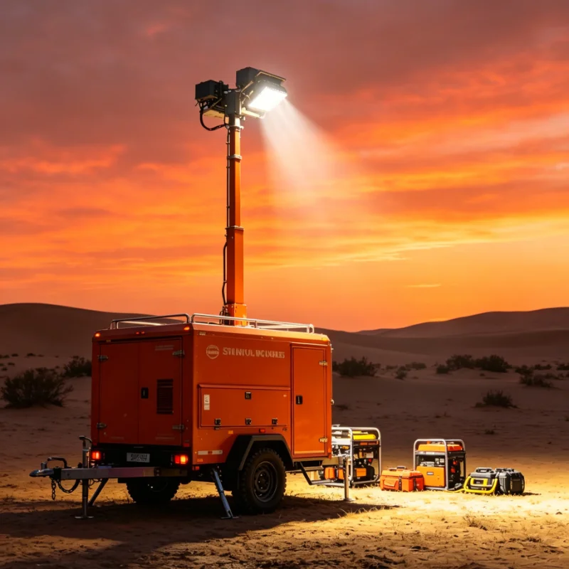 Customized Portable Light Tower Heavy Duty Steel Frame 360 Degree Rotation AC Power Supply For Outdoor Events
