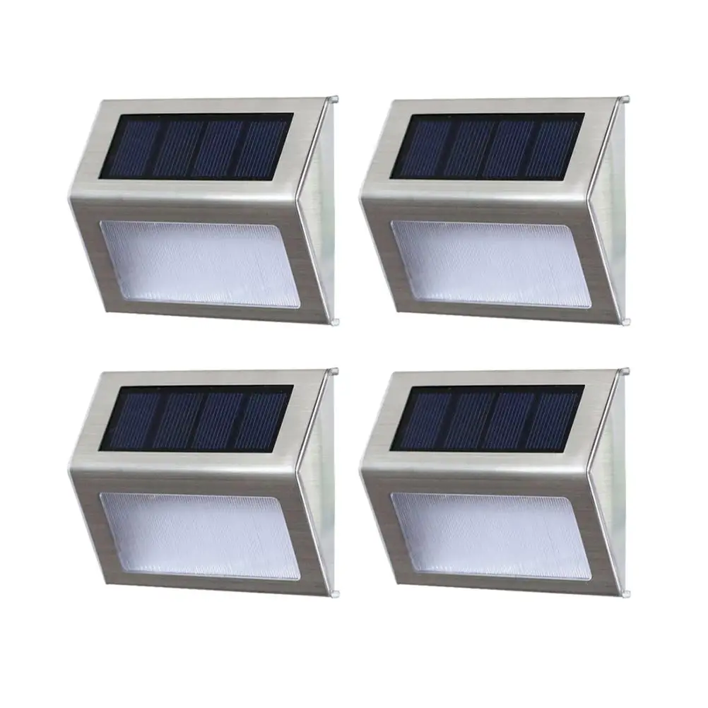

4Pcs Solar Stair Lights Durable Plastic Warm LED for Stairs Paths Decks Gardens Lawn Pool Outdoor Wall Lamp Solar Powered