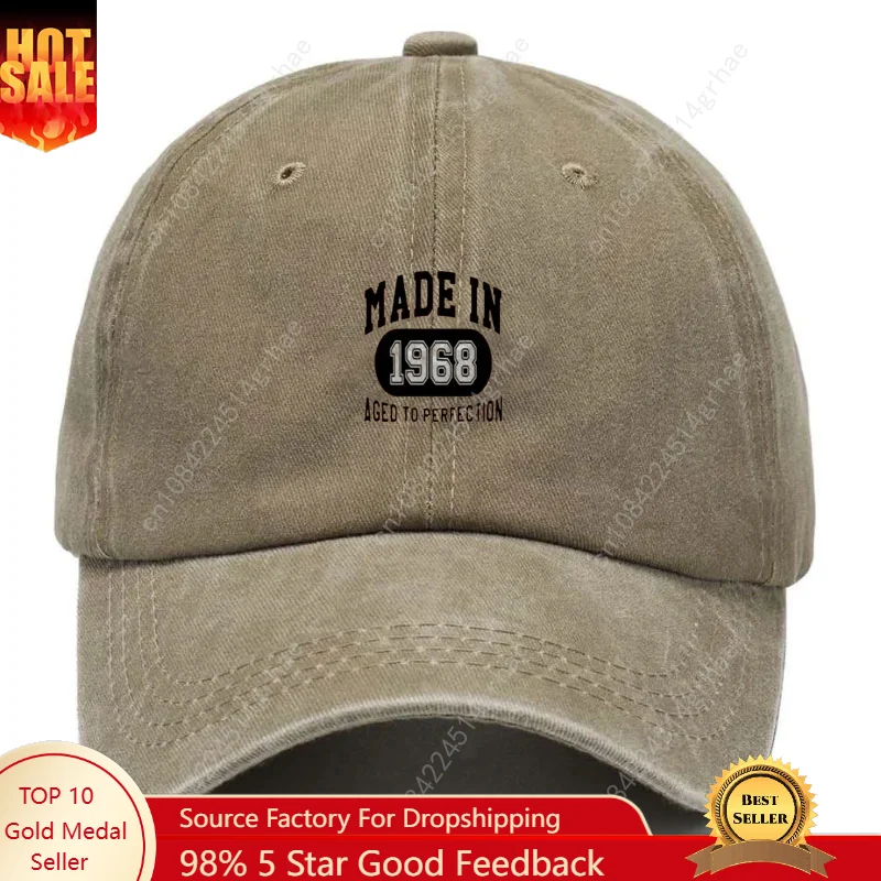 

Customize 1968 Vintage Washed Cotton Baseball Cap Adjustable Distressed Trucker Hat for Men Women Retro Classic Hats Cotton Cap