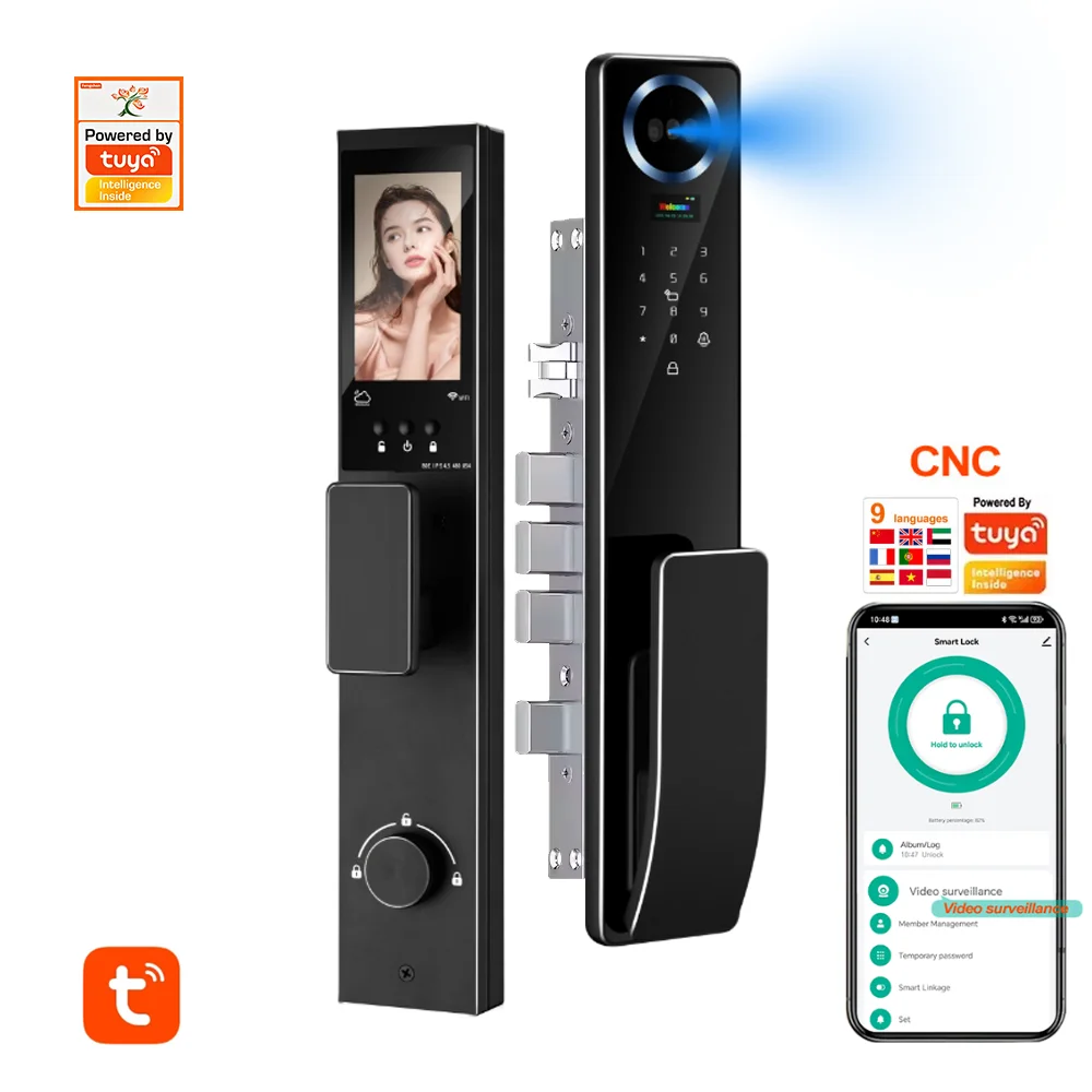 Tuya3D Facial Recognition Smart Lock Real-time Monitoring Remote Active Intercom Exquisite Craftsmanship Aluminum Alloy Material