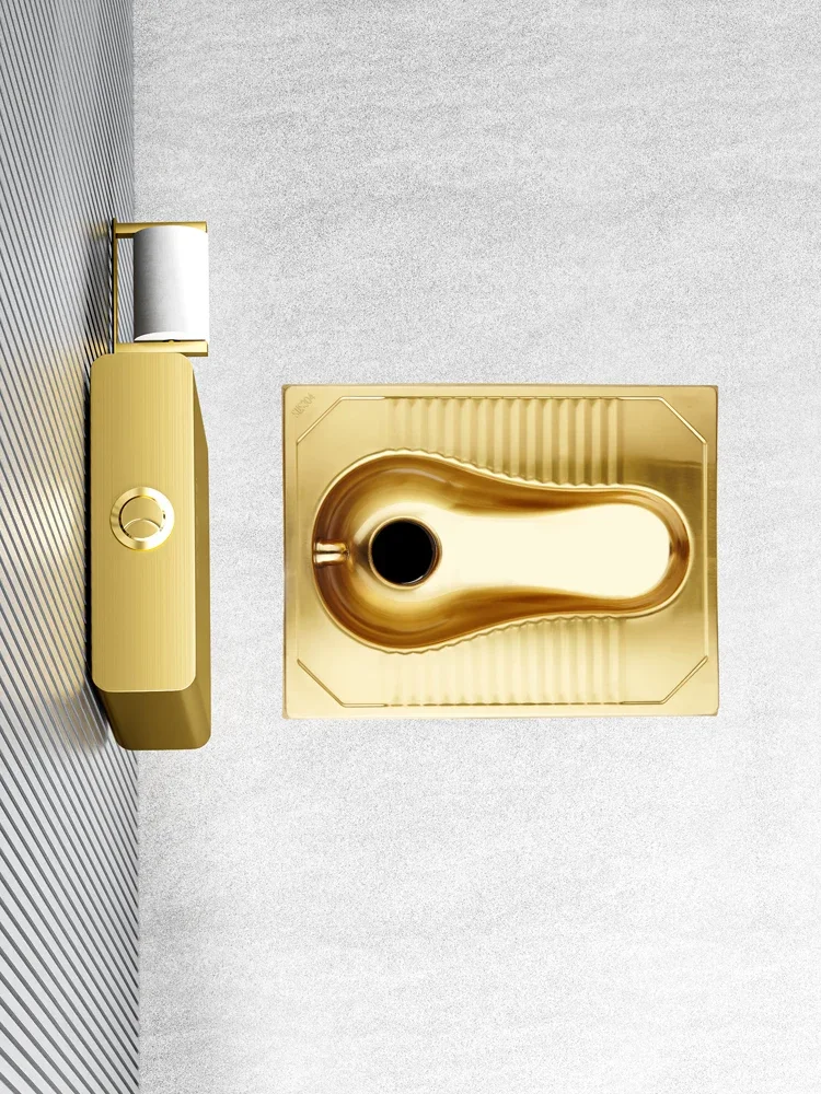 بار مرحاض القرفصاء الذهبي KTV على الطراز الأوروبي، مرحاض القرفصاء، مجموعة خزان دافق المرحاض القرفصاء #4