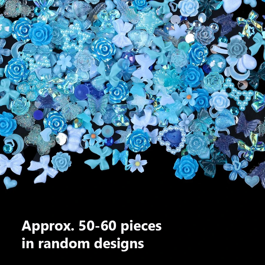 50 Stück leuchtende Kunstharz-Mischdesign-Nagelkunst-Charms, DIY-Perlen für Maniküre, Telefon, Basteln, Rose, Blume, Bär, Kaninchen – Detail 10