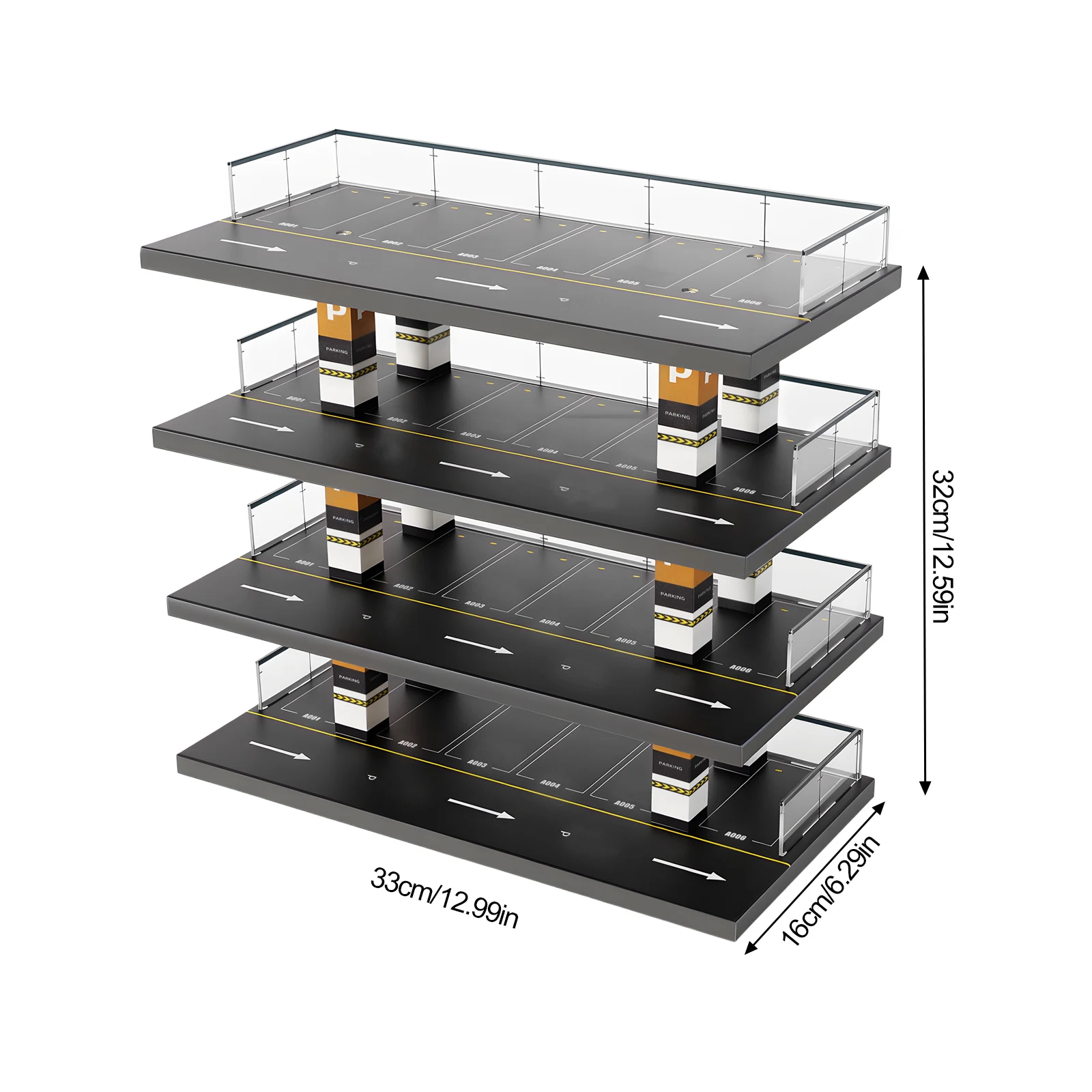 نموذج موقف سيارات مقلد 4 طبقات ممتازة Diorama يستخدم لتخزين السيارات بنسبة محاكاة 1:64