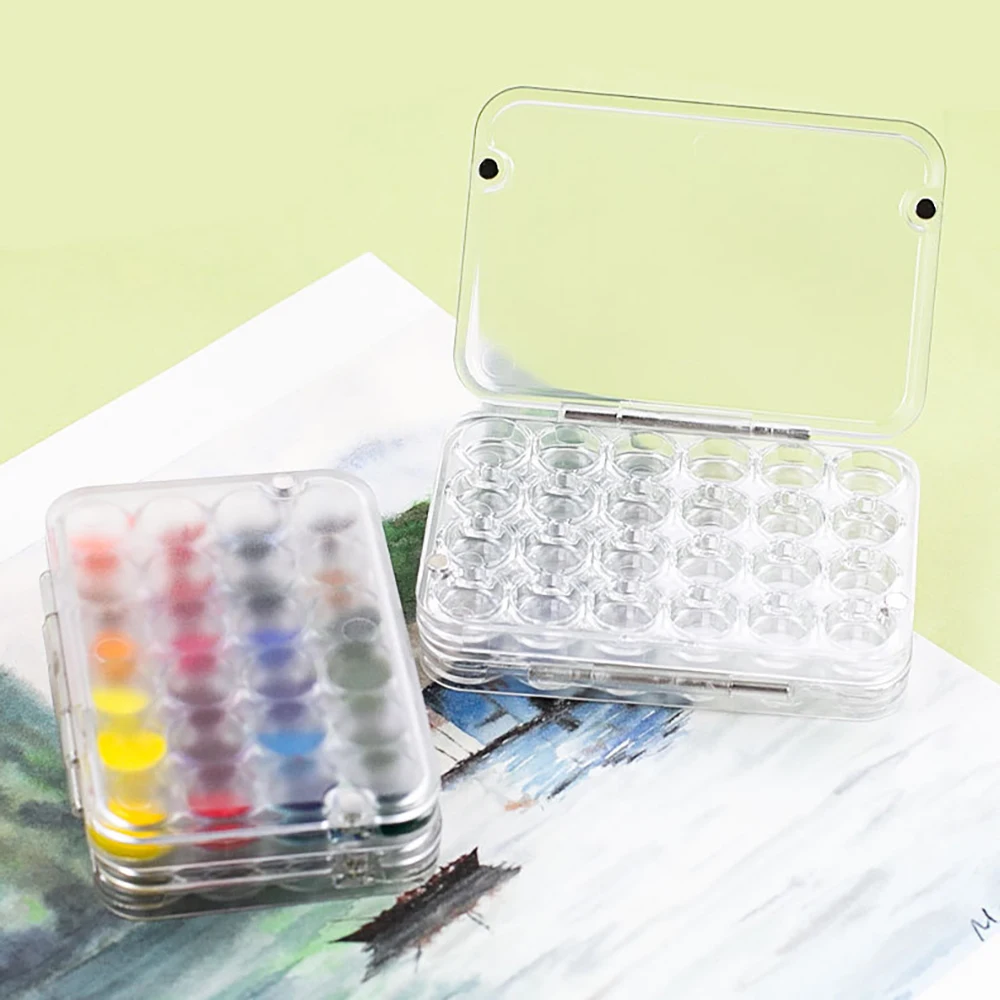 24 Grid 0.8ml Watercolor Pigment Packaging Box Portable Small Capacity Moisturizing Box Magnetic Seal