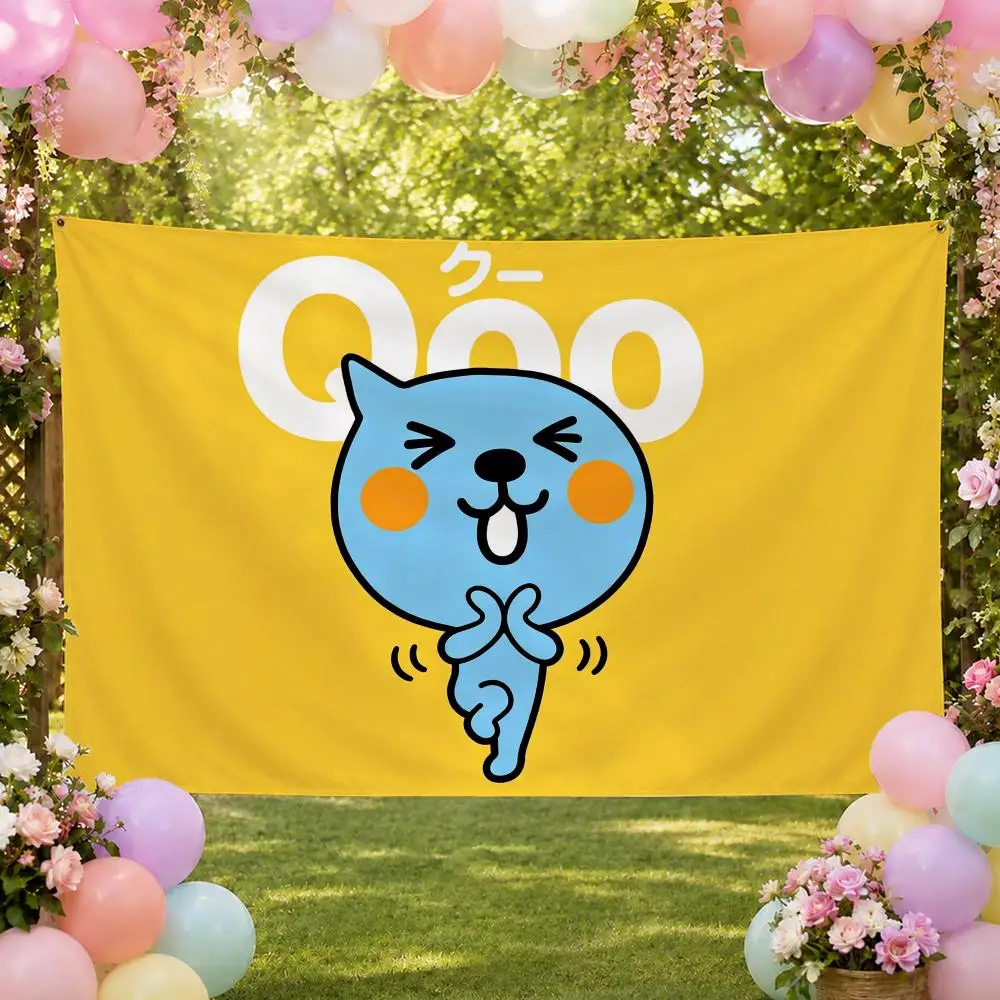 Drink Cute Japanese Qoo Flags Fan Banner Tapestry Wall Hanging Garage BarDorm Camp Party Outdoor Home Decor Gift
