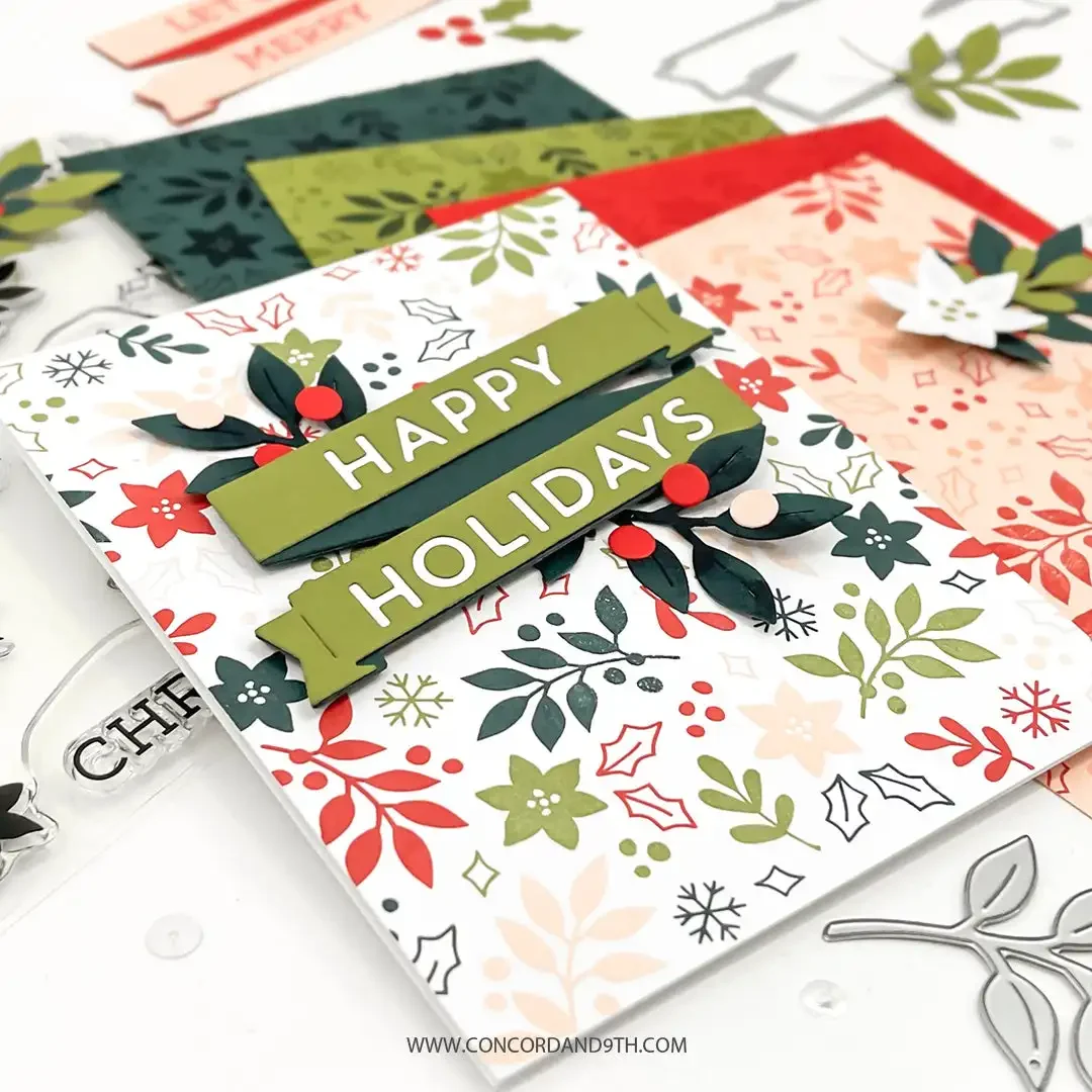 Festive Blooms Handmade Holiday Bundle 2024 New Metal Cutting Dies Stamps Stencil Scrapbook Embossed Paper Card Album Craft