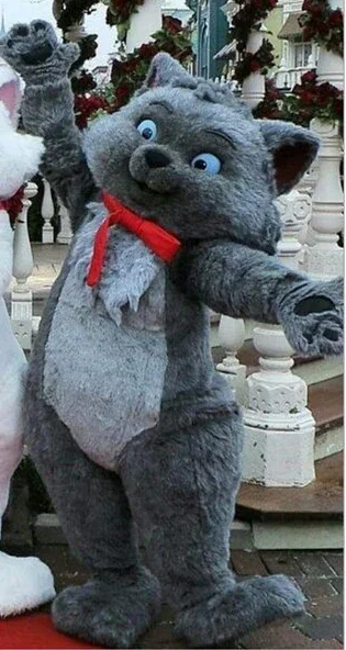 

Grey Cat Cartoon Mascot Costumes High Quality EVA Material Helmet Simulation Fur Plush Halloween Party Event