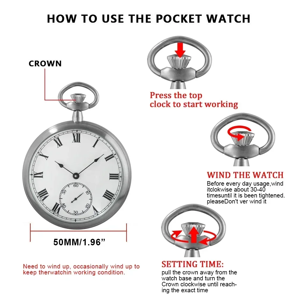 High Quality Luxury Full Steel Imperial Pocket Watch Mechanical Wind Up Vintage Antique Clock Honed Stainless Original Box Reloj