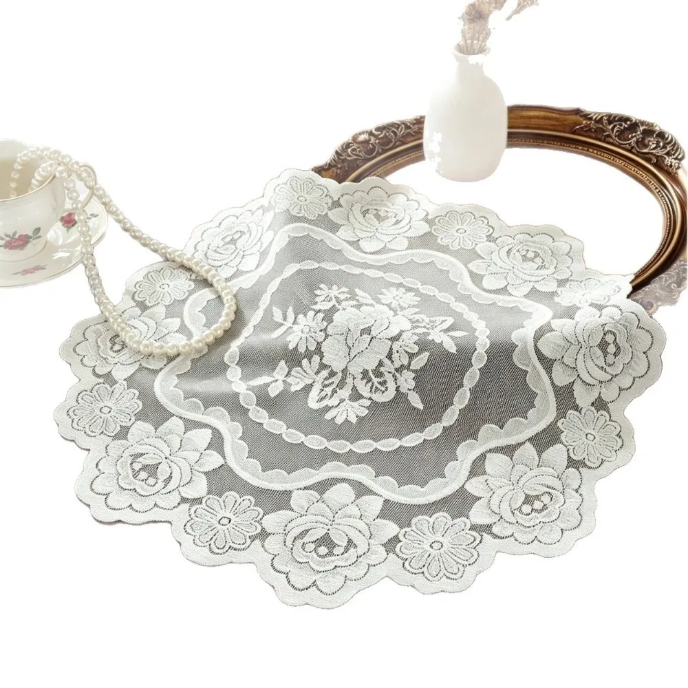 Luxury Lace Doilies Lace Placemats Flower Embroidery Decorative Table Mats Photo Props Handmade Cup Mat Home Decor