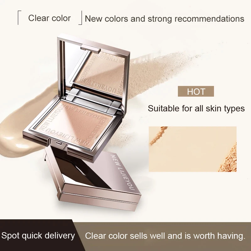 Waterproof powder with mirror, durable makeup, full face coverage, compact powder, cosmetics base, 3 colors