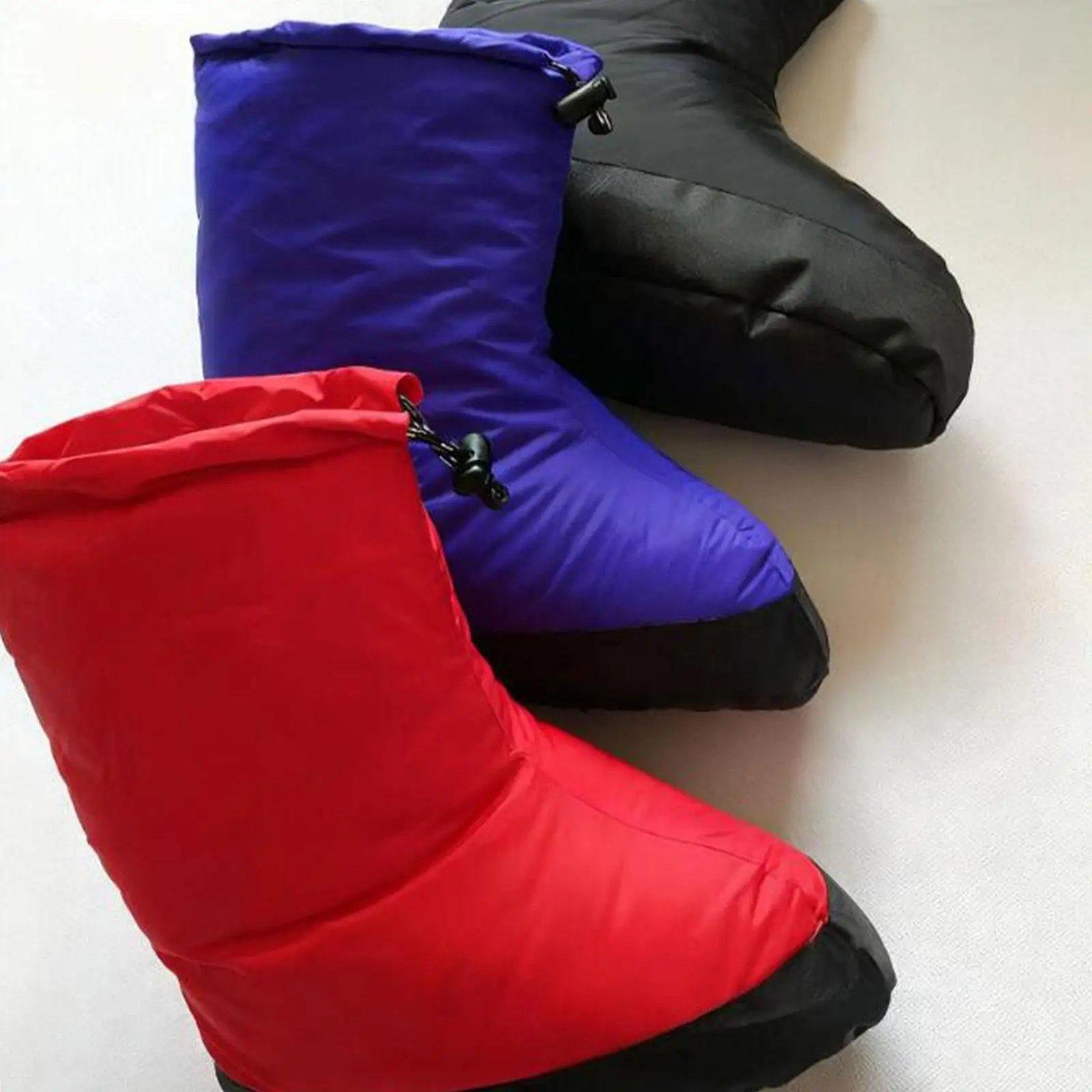 Botas de caña corta, calcetines térmicos con bolsa de almacenamiento, calzado ultraligero y portátil, calcetines de plumón para usar en tiendas de campaña, para hacer senderismo, para esquiar.