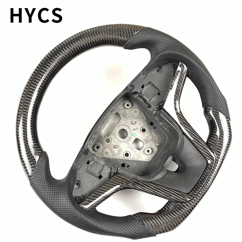 Custom Car Carbon Fiber Steering Wheel Covered with Leather Perforated for Chevrolet Malibu Cruze Camaro Without airbags