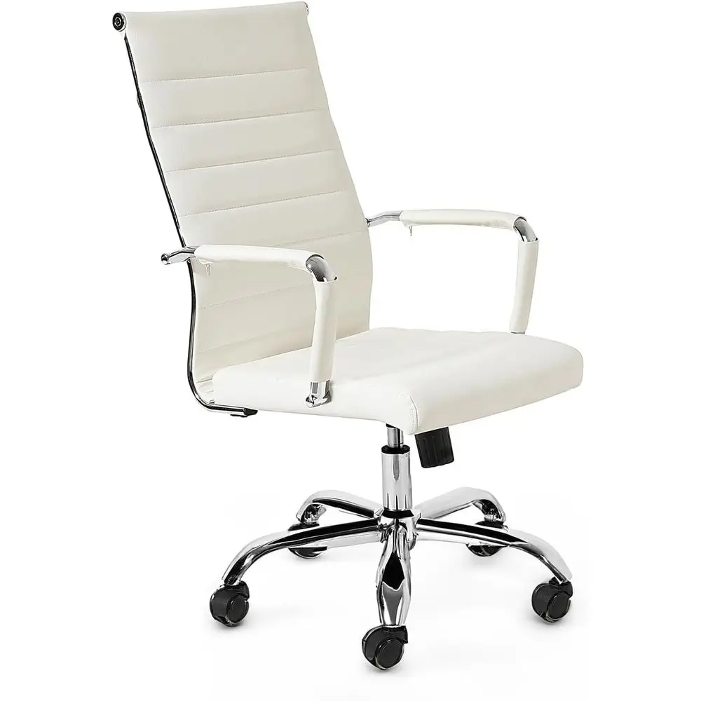 

High-Back Ribbed Executive Oice Desk Chair with Ergonomic Lumbar Support, Swivel Casters, Multi-Surace Wheels or Oice, Living Ro