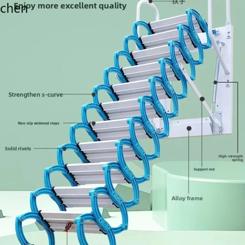 TZ-17 Outdoor Telescopic Ladder Thickened Household Wall-Mounted Folding Lifting Retractable Ladder