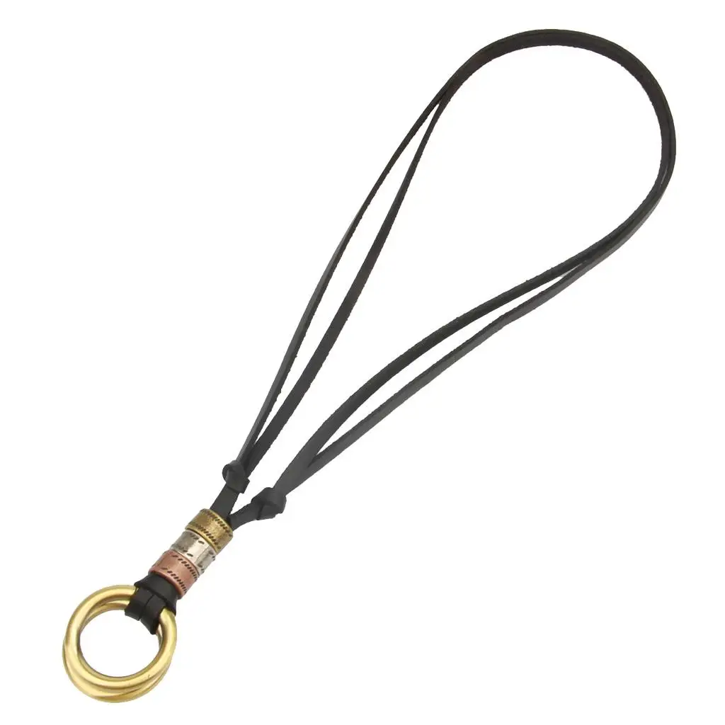 

Vintage Punk Leather Necklace Double Circle Pendant Copper Alloy Adjustable Rope Chain Jewelry for Men Women Daily Outfit