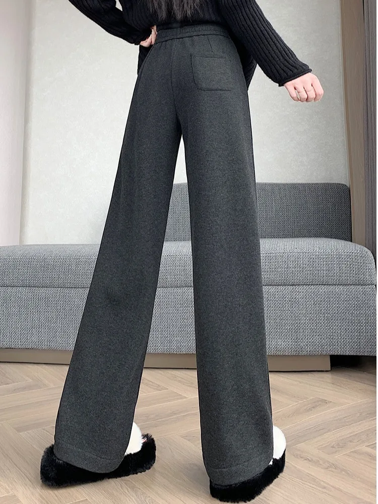 Pantaloni invernali Thiened Fce Camere Banana a vita alta dimagranti divisi gamba dritta versione stretta pantaloni casual in lana