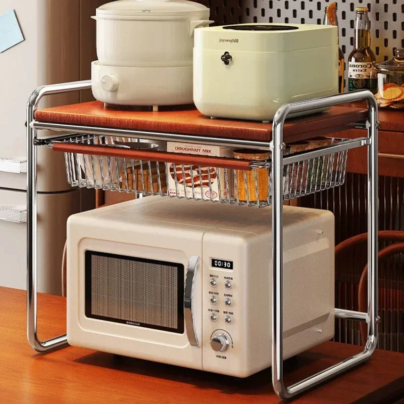 Estante de almacenamiento para horno microondas, encimera de cocina, soporte versátil para electrodomésticos para arroceras y más diseño que ahorra espacio