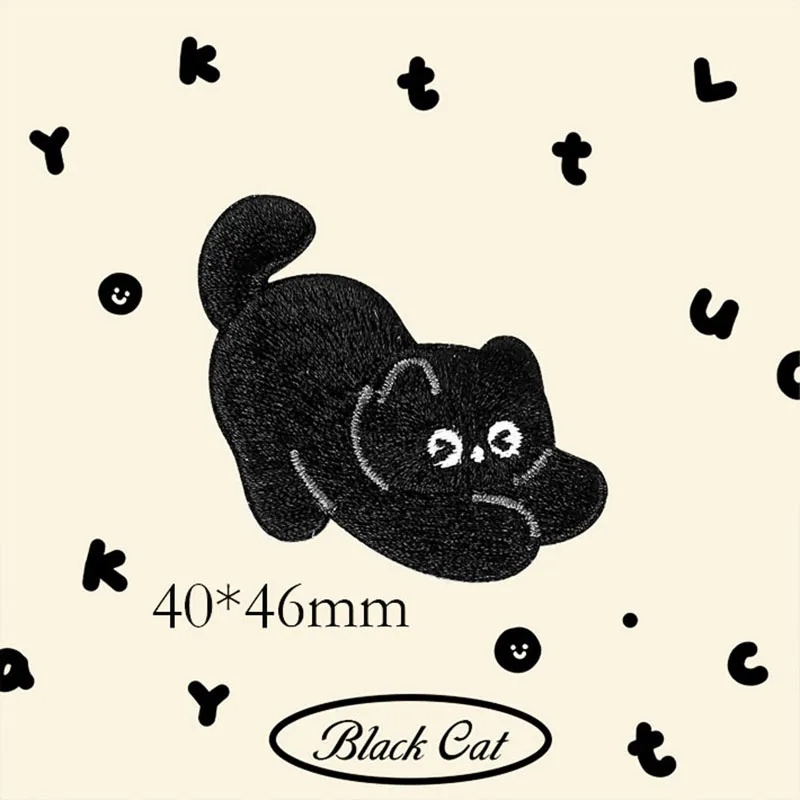 Black Cat Patches For Clothing Self-adhesive Applique Scratch Patch Mobile Phone Case Student Supplies DIY Embroidery Sticker