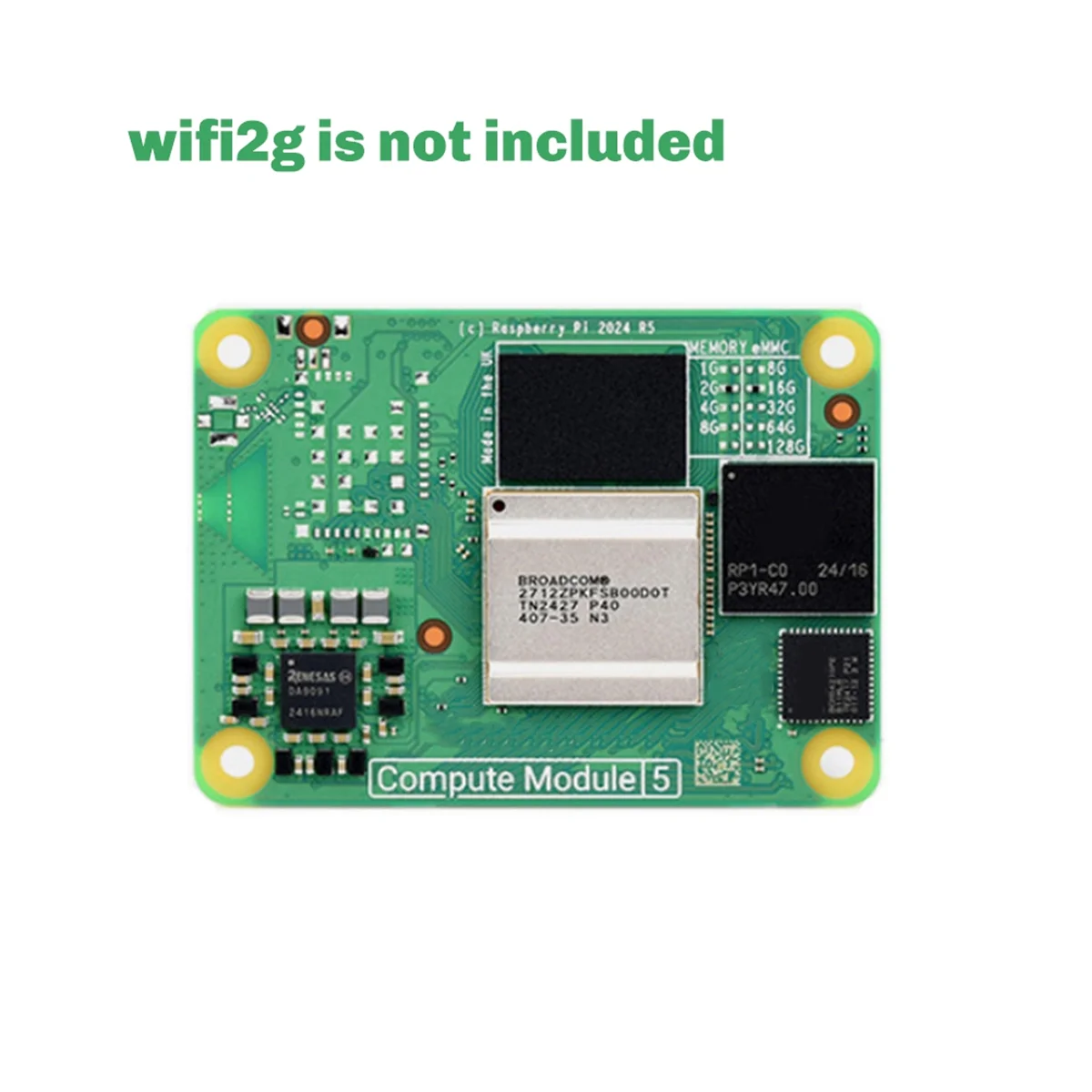 جديد لوحدة حساب Raspberry Pi 5 CM5-Quad Core Cortex-A76 @ 2 جيجا هرتز ، وحدة حساب BCM2712 5 لوحة أساسية سم 5002016 -EMMC 16 جيجابايت