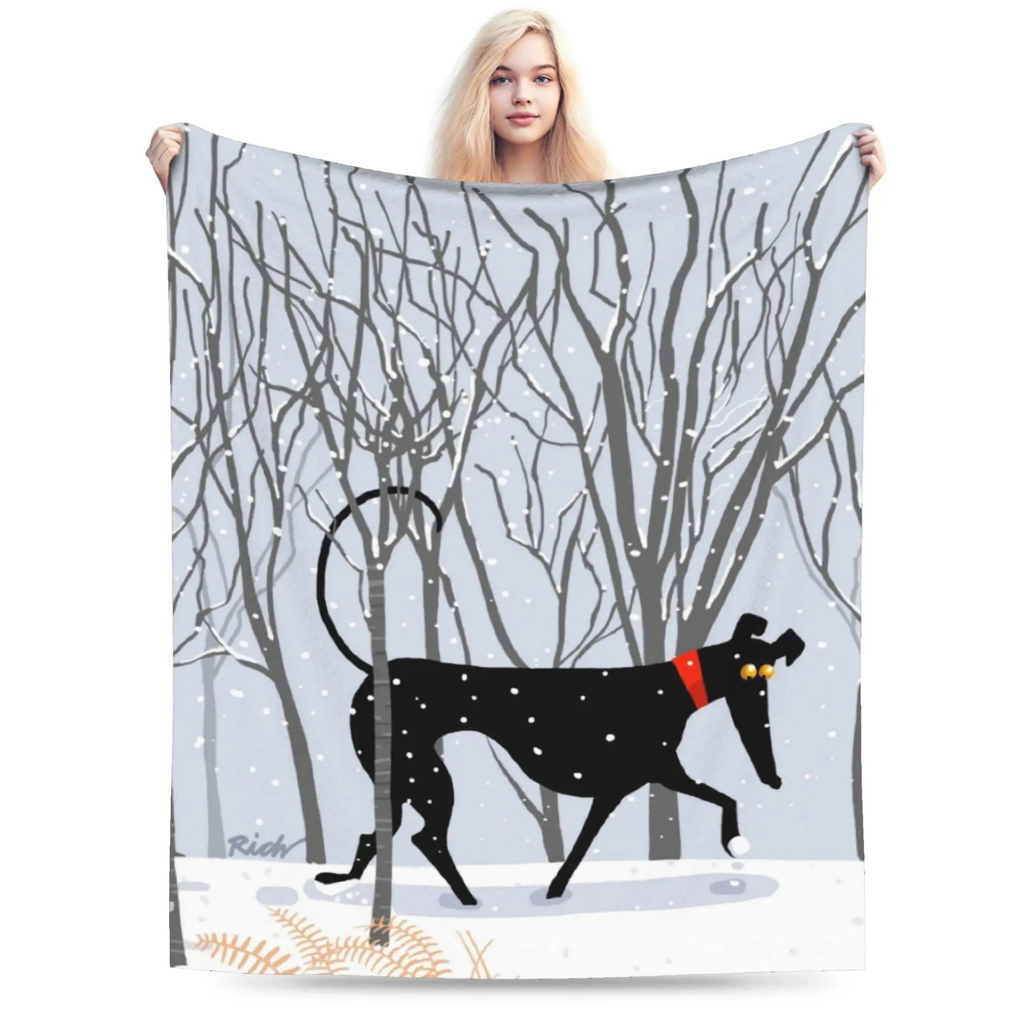 Winter Hound Blanket Greyhound Whippet Lurcher Dog Flannel Awesome Warm Throw Blankets for Bedding Lounge Spring/Autumn