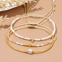 3Pcs/Set Bohemian Fashion Simple Glass Beads Pearl Beaded Bracelet Charm Jewelry Women Bracelet Set 2024 New Handmade Gift