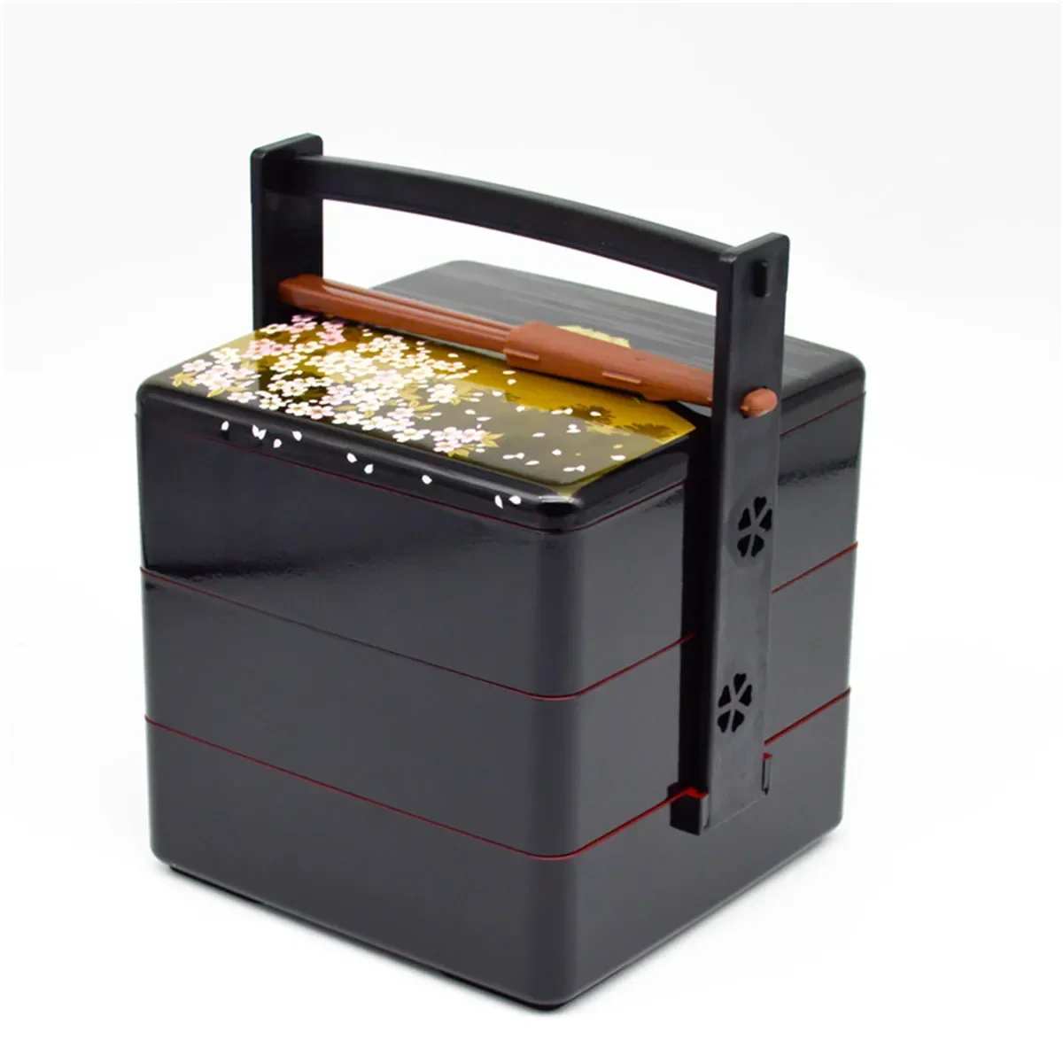 Three-Layer Portable Picnic Lunch Box Dim Sum Sushi Box Baking Varnish Plastic Food Container for Outdoor