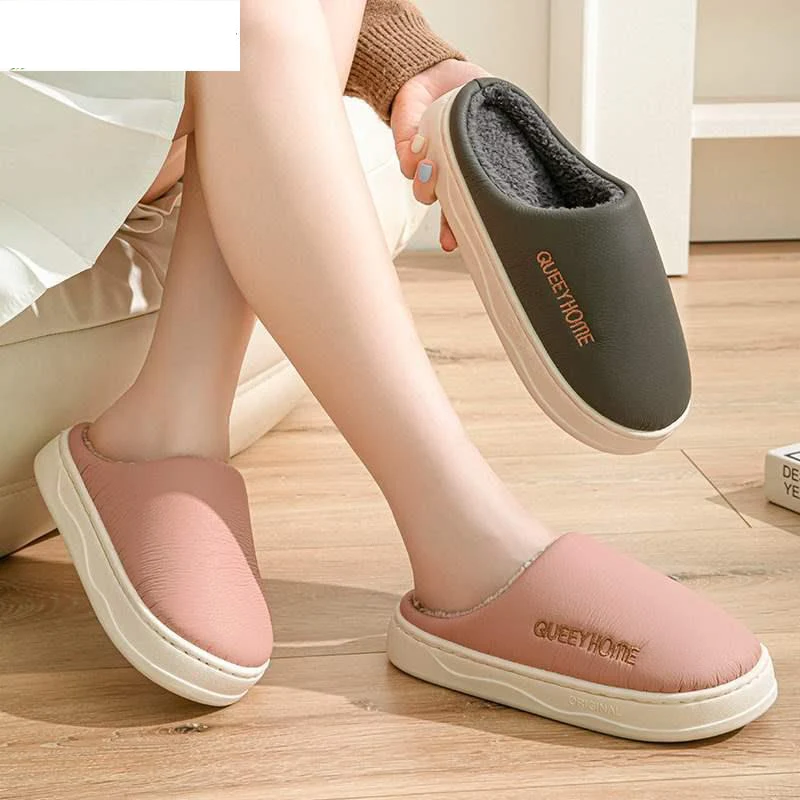 

Couple's Plush-Lined Winter Slippers: Waterproof, Anti-Slip, and Comfortable for Indoor & Outdoor Use