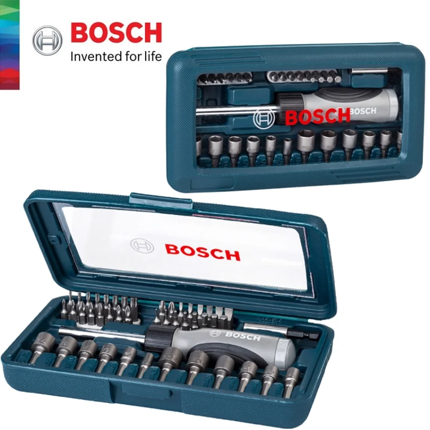 BOSCH 46pcs Screwdriver Set Hand Tool Kit Driver Screwdriver Ratchet Wrench Socket Screwdriver Combination