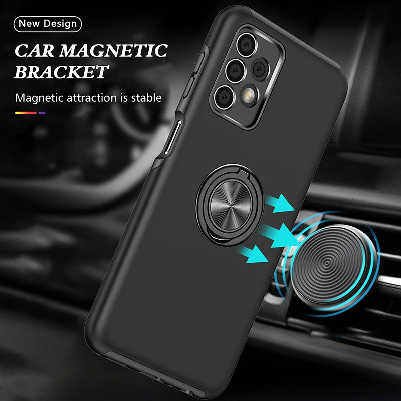 Heavy Duty Armor Shockproof Case For Samsung Galaxy A13 A23 A33 A53 A73 5G A03S M51 M52 A02 A03 Metal Ring Holder Back Cover