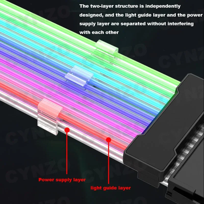 Imagem -04 - Cabo de Extensão da Fonte de Alimentação do Computador Argb 18awg Atx 24pin Gpu Pci-e 2*8 3*8pin 6pin Rgb Psu Cabos do Módulo Aura Sincronização