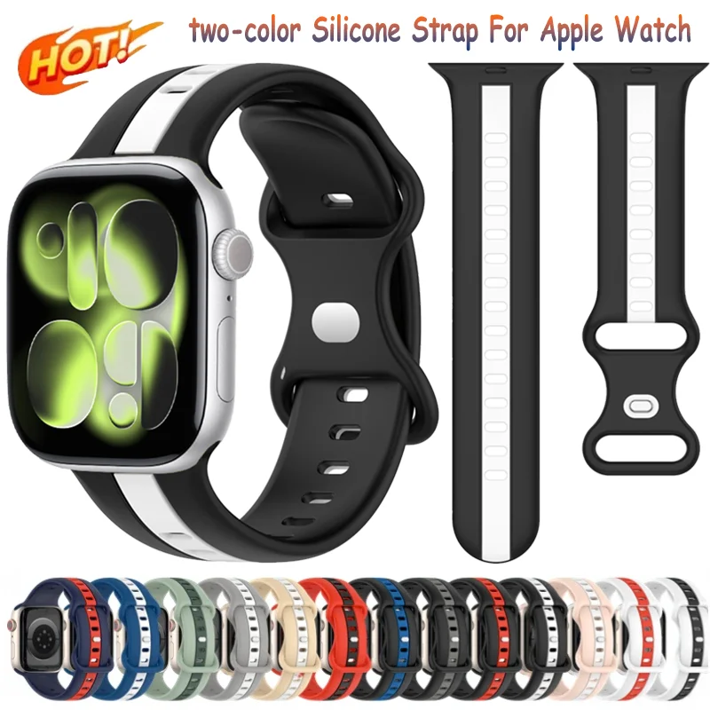 Silikonarmband für Apple Watch Ultra 3/2 49 mm 11 10 42/46 mm Sportmode Armband iWatch 9 8 7 6 5 4 3 SE 45 mm 41 mm 44 mm 40 mm