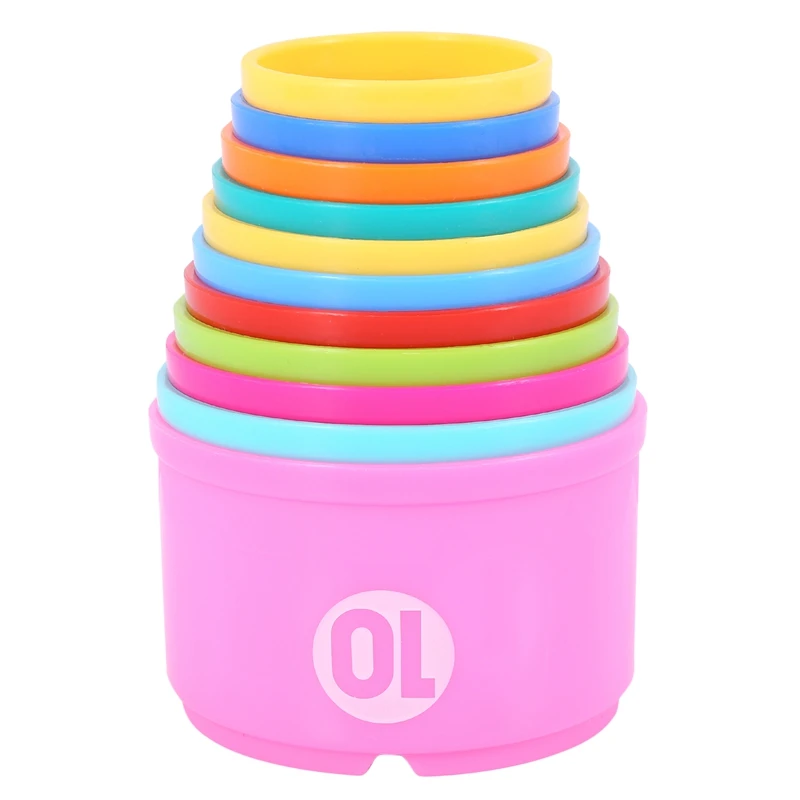 Stack Cup Toys Color Figures Folding Tower Funny Puzzle Piles Stacking Cup Letter Toy Kids Water Toys