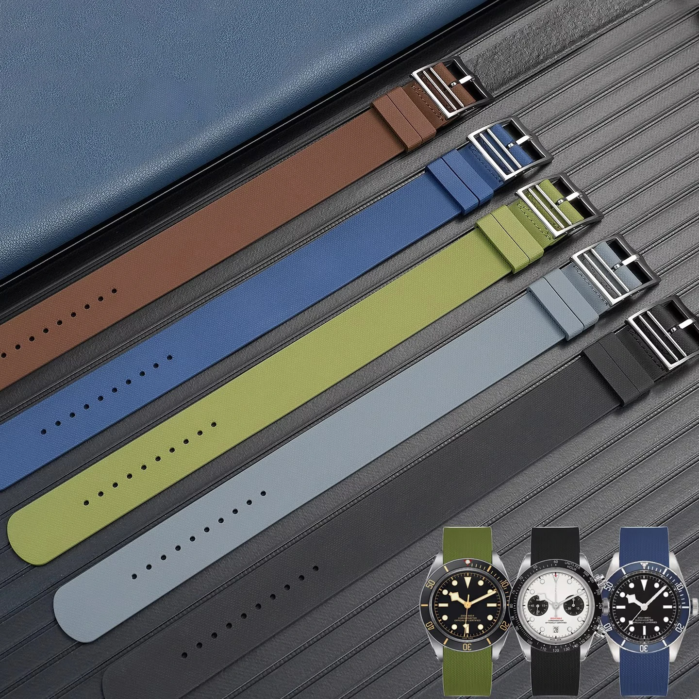 Per Tudor Black Bay 1958 GMT 41mm Rolex Daytona cinturino in gomma fluorurata 20/21/22mm cinturino impermeabile super morbido strumenti regalo