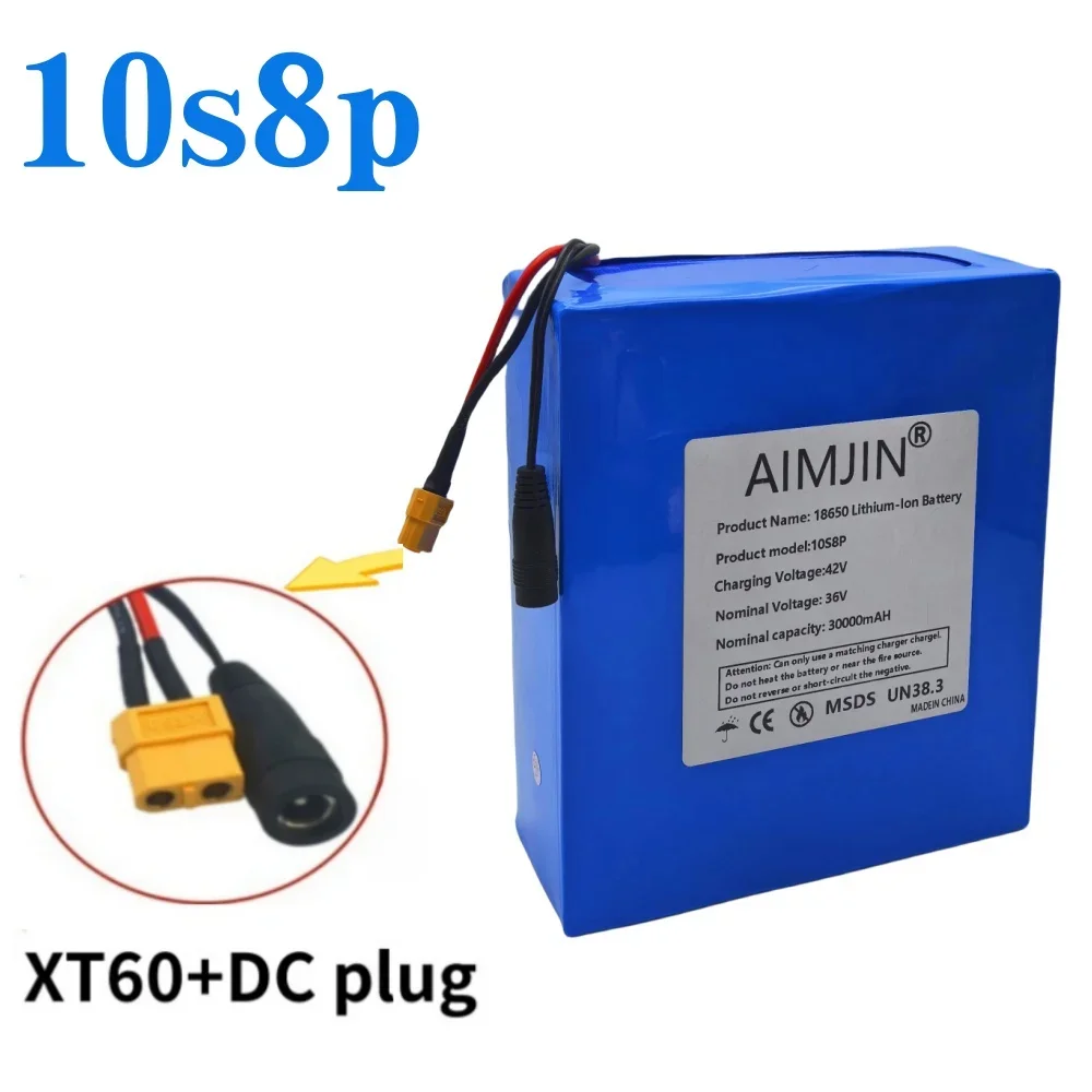 36V 30Ah 10S8P A-class 18650 lithium battery pack, 1500W built-in BMS, uitable for electric scooters electric vehicles, bicycles