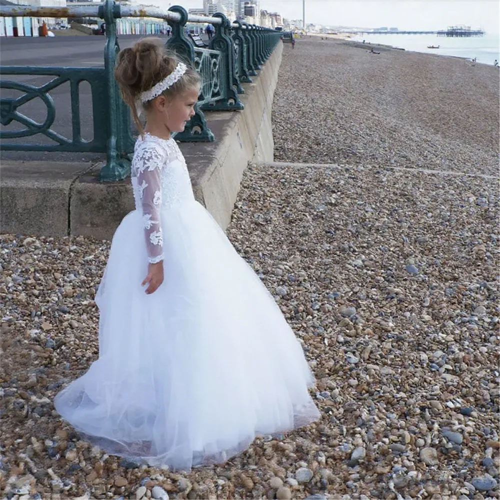

Flower Girl Dress Wedding Ceremony Appliques Princess Birthday Party Banquet Prom Dress Kids First Communion Gown Customized