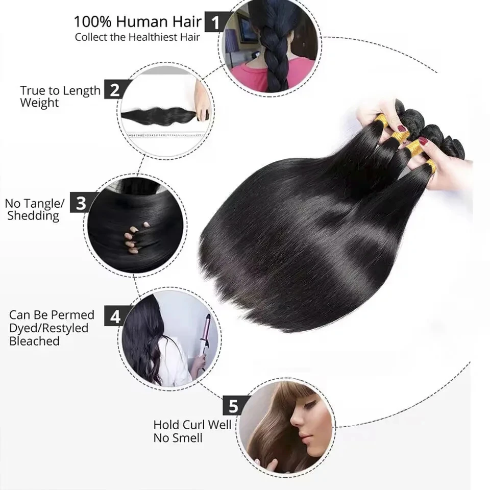 Silkwave 30 pouces os droit cheveux humains armure paquets traiter Extensions de cheveux humains naturels brésilien 1/3/4 pièces Extension humaine