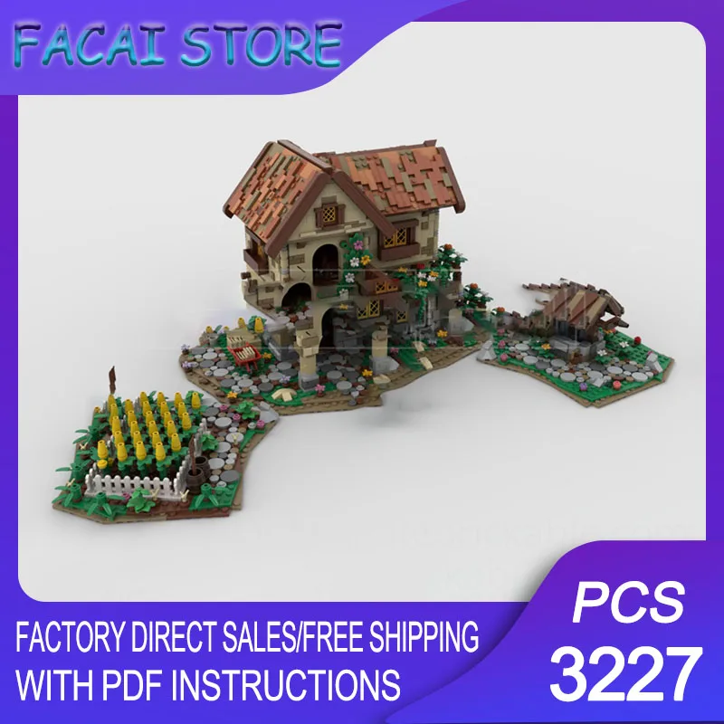 

Модель средневекового замка MOC, строительные блоки, модульный фермерский дом, технологические блоки, рождественский конструктор DIY, подарки для строительства