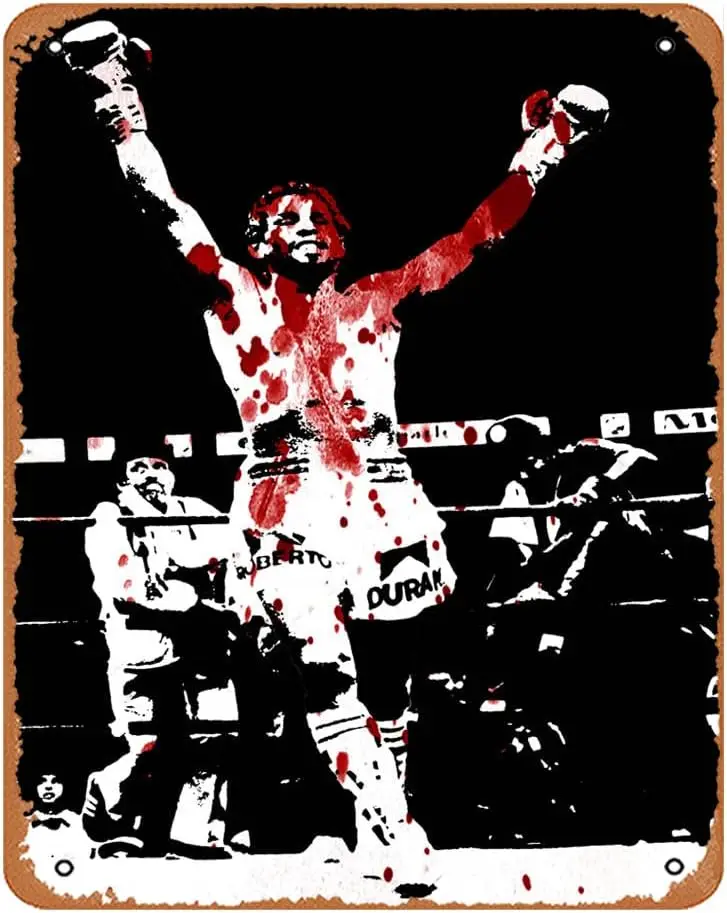 لافتة كلاسيكية من القصدير روبرتو دوران؛ أيدي الحجر؛ طباعة صورة فن الدم - ملصق موسيقي بار حانة مقهى جدار المطبخ الحمام ملصق Ka