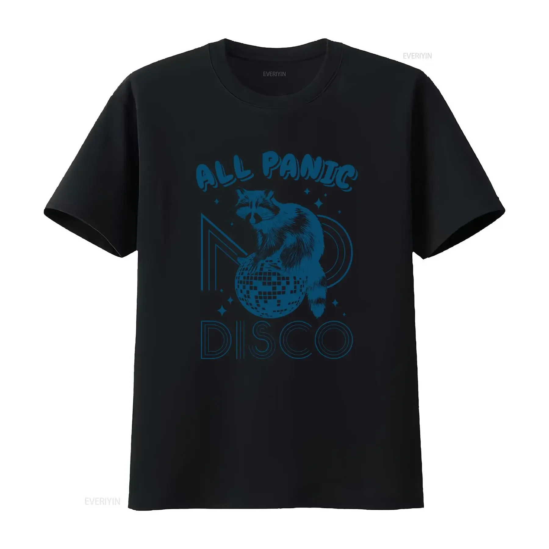 Retro Vintage Funny Cat Disco Ball All Panic Print Casual T Shirt vintage Washed Breathable Slightly Soft streetwear homme