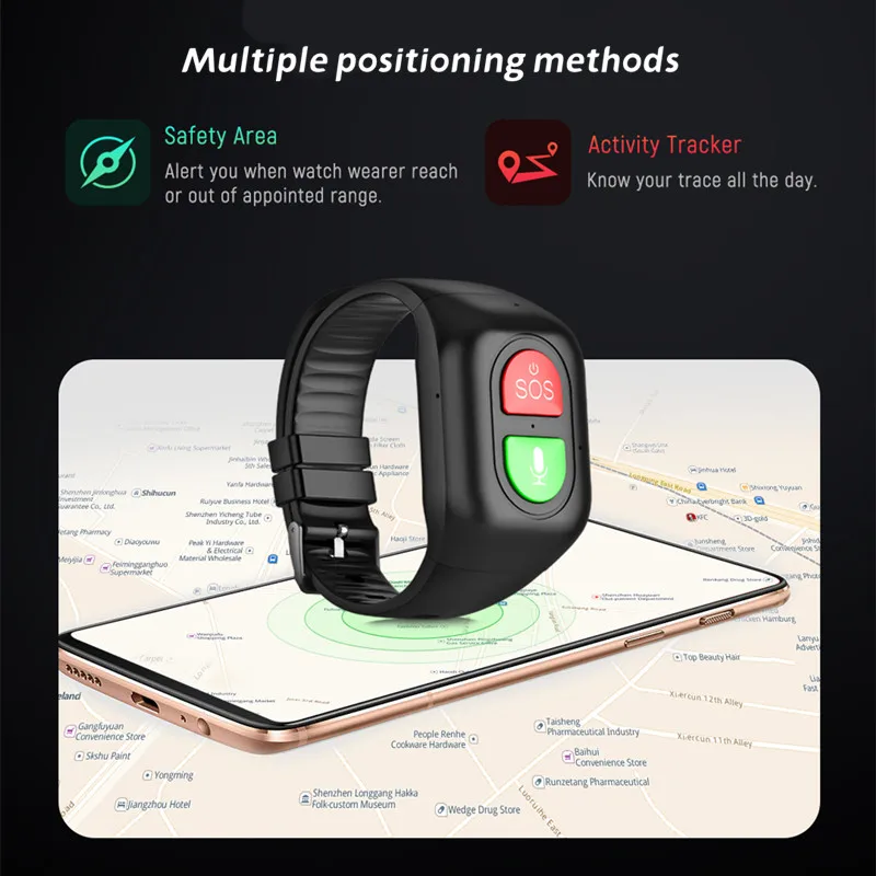 Elderly GPS Tracker 4g Phone Watch SOS One Key Call Anti-wandering Tracker Sports Pedometer Bracelet Heart Rate Blood Monitoring