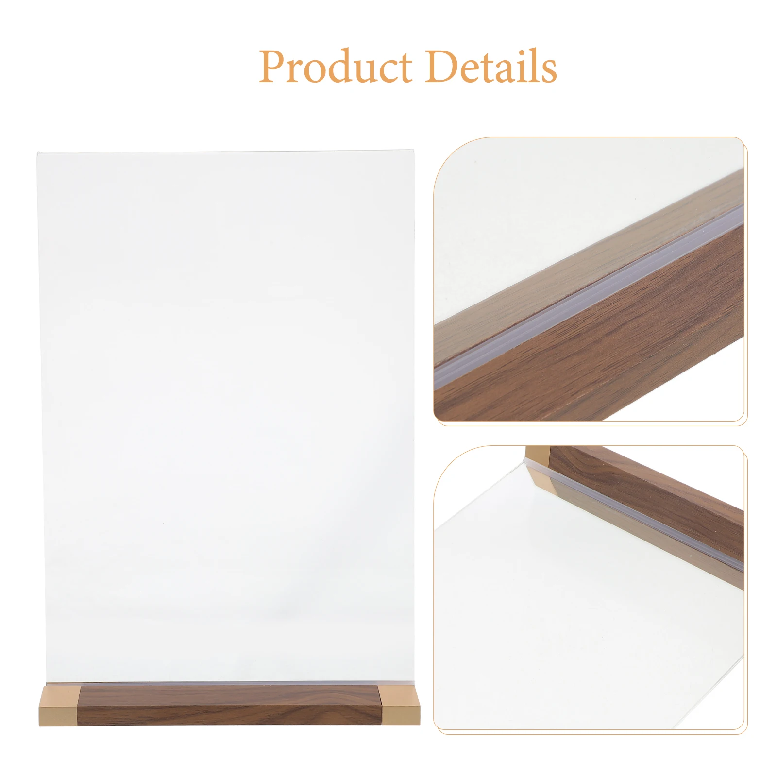 Walnut Display Stand Desktop Sign Holder Restoran Kertas Menu Bingkai Pemasaran Iklan