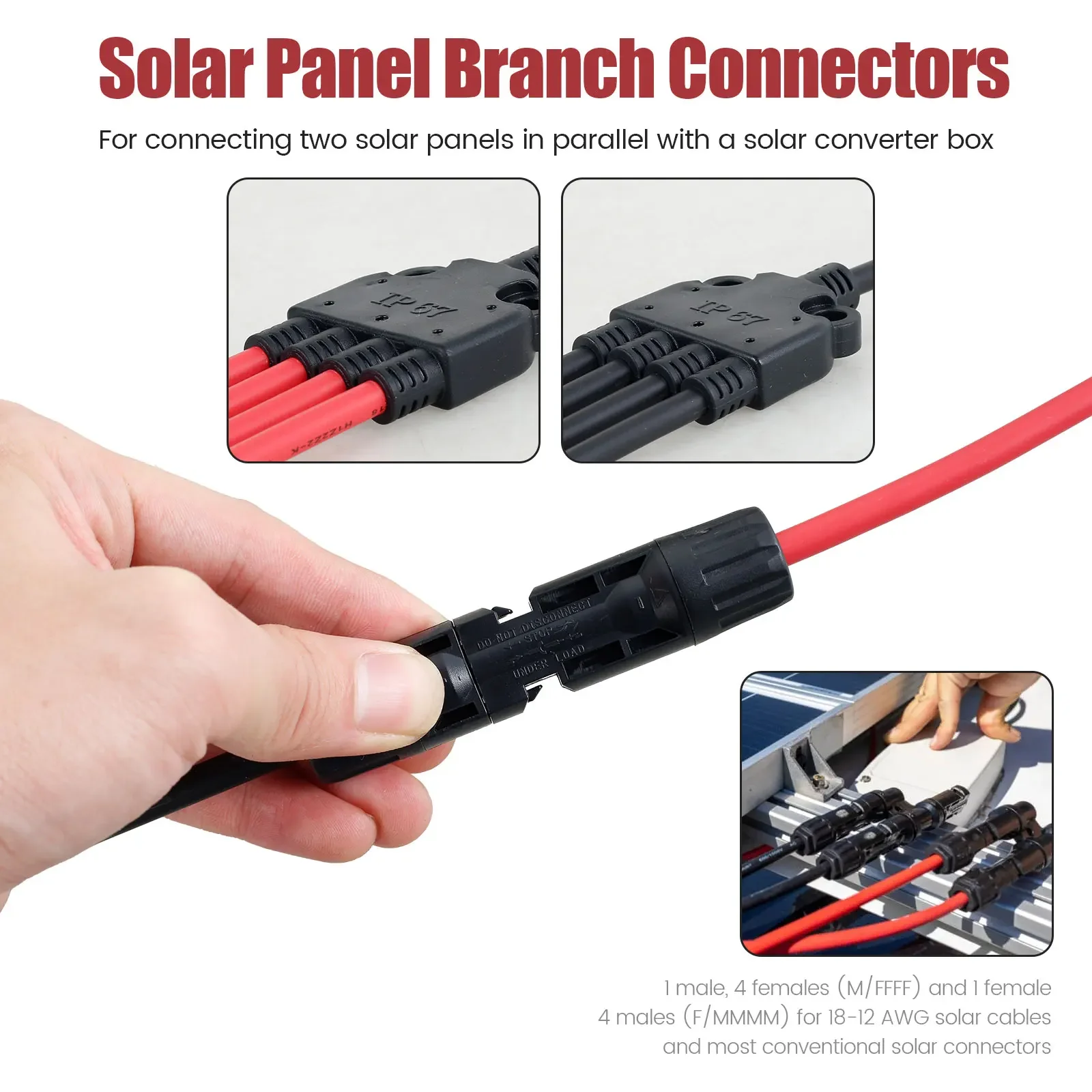 2/4PCS Solar Connectors Waterproof Y-shaped 5 Way Adapter Solar Cable Parallel Adaptor Heat Resistant Panel Wire Connector Hotsa