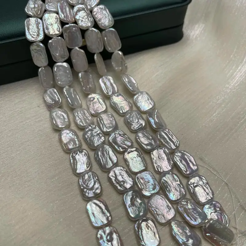 1 Piece DIY Necklace Bracelet Accessory 14x17mm Natural Freshwater Pearl Rectangular Baroque Strand Beads For Jewelry Making