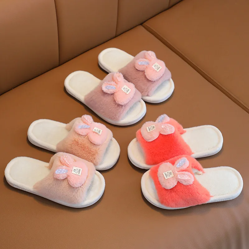 pantuflas 2023 Home Children's Shoe for Girl Rabbit Cotton Shoes Cartoon Girls' Shoes Plush Slippers Warm Plush Shoes Kid Shoes