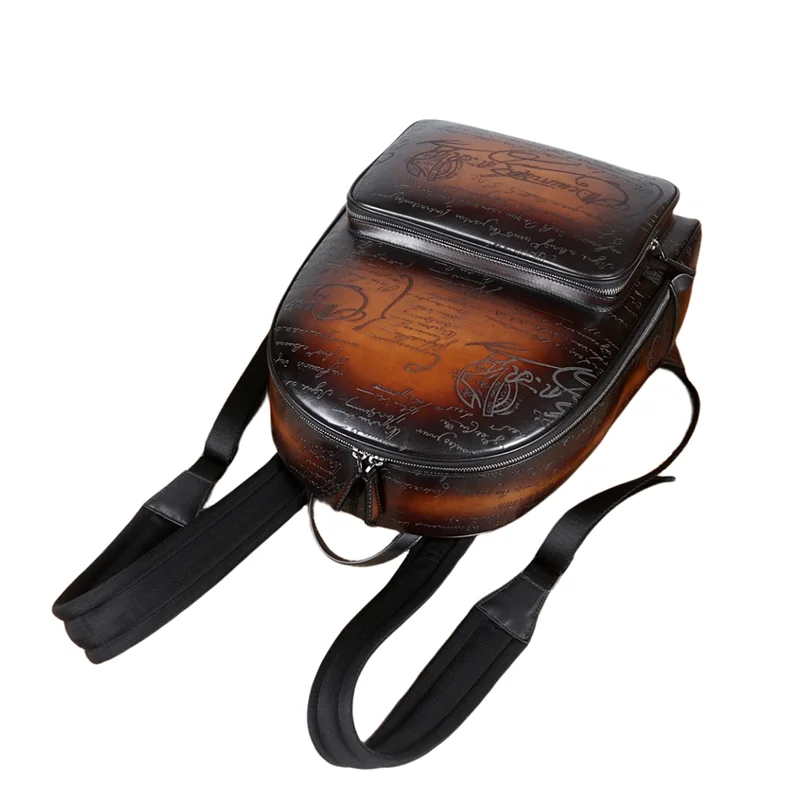 DIMY Genuine Leather Backpack for men Gentleman must Calfskin Backpacks Hand Patina 2019 Newest Men\'s Bag Shoulder Bags